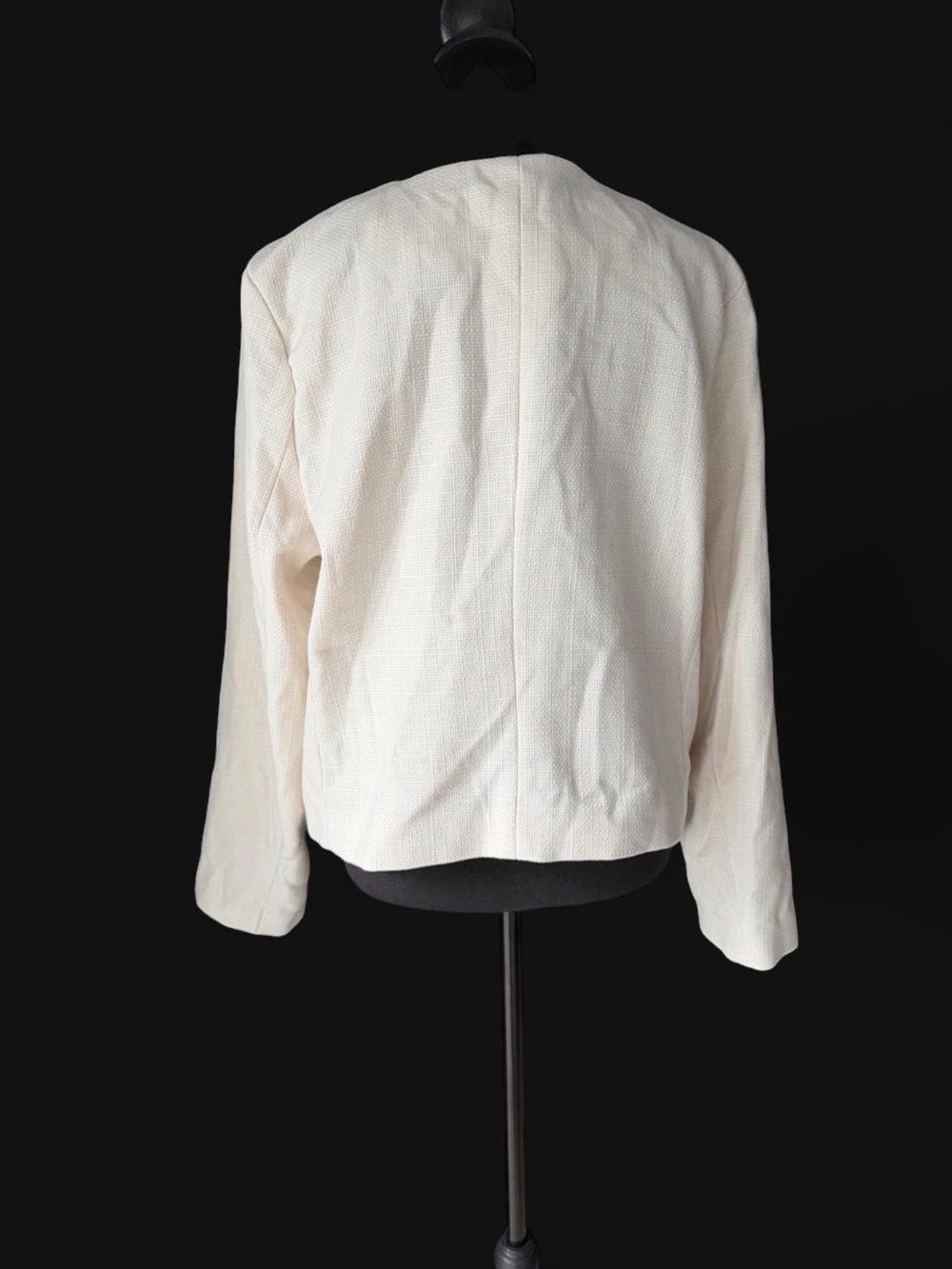 NWT A New Day Cream Textured Cropped Jacket Gold Button Blazer Large - Picture 4 of 8